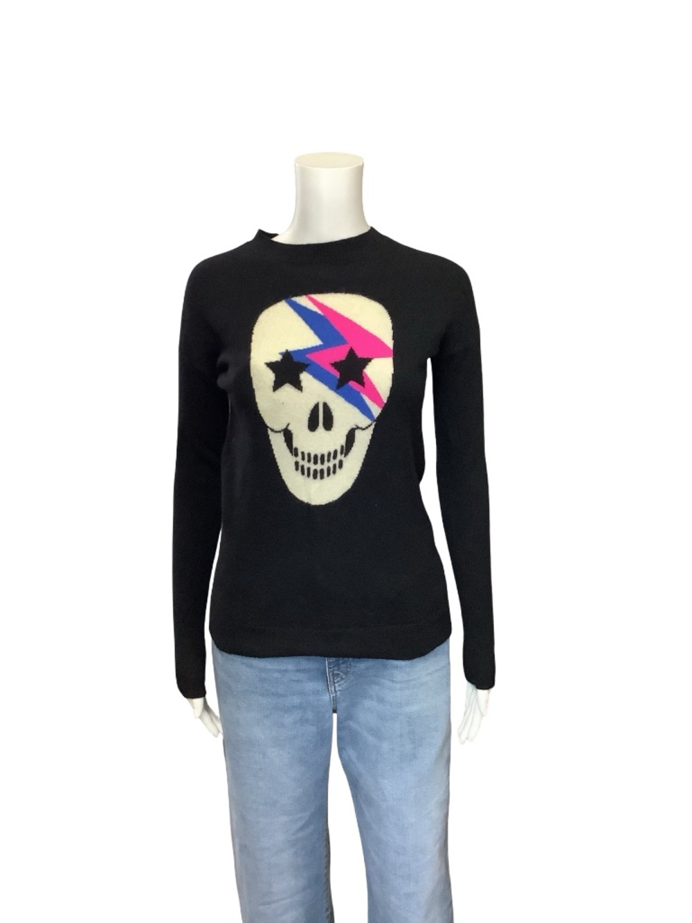 Aqua Cashmere Graphic Print Sweater Size: XS